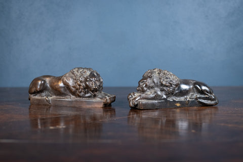 19th Century Bronze Lions After Anthony Canova - Harrington Antiques