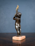 19th Century Bronze Putto Holding A Flower - Harrington Antiques