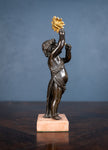 19th Century Bronze Putto Holding A Flower - Harrington Antiques