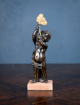 19th Century Bronze Putto Holding A Flower - Harrington Antiques