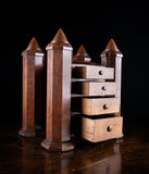 19th Century Irish Carved Oak Castle Jewellery Box - Harrington Antiques