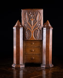 19th Century Irish Carved Oak Castle Jewellery Box - Harrington Antiques