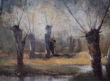 'The Willow Cutter', 19th Century Oil On Board.