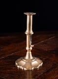 Pair of George II Scalloped Brass Candlesticks, c.1740