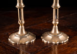 Pair of George II Scalloped Brass Candlesticks, c.1740
