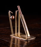 Brass & Copper Stumped Wicket Cricket Desk Weight, c.1930
