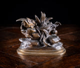 Louis Emile Cana (145 - c.1895) - Bird, Nest and Fledgings. Bronze.
