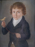 Early 19th Century Boy With Bird (American School)
