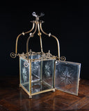 Large Brass & Cut Glass Hall Lantern, c.1910