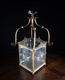 Large Brass & Cut Glass Hall Lantern, c.1910