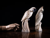 Carved Alabaster Parrot & Cockatoo, c.1920