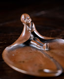 Pair of Art Nouveau Bronze 'Child In Leaf' Dishes