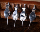 Rare Set Of Four Silver Cocktail Lemon Wedge Squeezers by Richard Comyns, 1930.