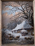 Pair Of Rural Scenes at Dusk & Evening, Dated 1838. Oil On Board.