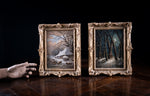 Pair Of Rural Scenes at Dusk & Evening, Dated 1838. Oil On Board.