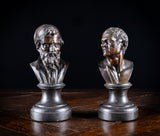 Pair Bronze Busts of Hippocrates and Lysimachus