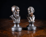 Pair Bronze Busts of Hippocrates and Lysimachus