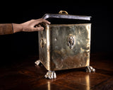 Brass Coal / Kindling Bin With Ram & Paw Feet, c.1890