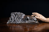 After Antonio Canova (1757-1822) Large Bronze Recumbent Lion - Harrington Antiques