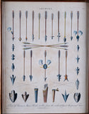 Antique Print Archery 'A View of Arrows & Arrow Heads...' Published by J. Wilkes, 1797 - Harrington Antiques