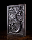 Carved Crouching Dragon Oak Panel, c.1880 - Harrington Antiques