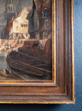 Circle of Ludwig Hermann (German, 1812 - 1881) - A City Harbour. - Harrington Antiques