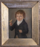 Early 19th Century Boy With Bird (American School) - Harrington Antiques