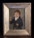 Early 19th Century Boy With Bird (American School) - Harrington Antiques