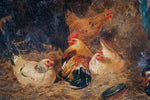 Follower Of Edgar Hunt (1876 - 1953) - Chickens In A Barn. Oil on Board. - Harrington Antiques