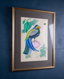 Pair of Naive Pen & Ink Birds of Paradise - Harrington Antiques