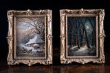 Pair Of Rural Scenes at Dusk & Evening, Dated 1838. Oil On Board. - Harrington Antiques