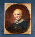 Thomas P Hall (fl.1837 - 1867) - Portrait Of A Boy In Blue - Harrington Antiques