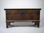 17th Century Style Oak Plank Coffer With Carved Lozenge Design - Harrington Antiques