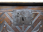 17th Century Style Oak Plank Coffer With Carved Lozenge Design - Harrington Antiques