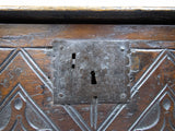 17th Century Style Oak Plank Coffer With Carved Lozenge Design - Harrington Antiques