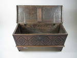 17th Century Style Oak Plank Coffer With Carved Lozenge Design - Harrington Antiques