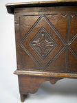 17th Century Style Oak Plank Coffer With Carved Lozenge Design - Harrington Antiques