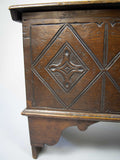 17th Century Style Oak Plank Coffer With Carved Lozenge Design - Harrington Antiques