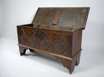 17th Century Style Oak Plank Coffer With Carved Lozenge Design - Harrington Antiques