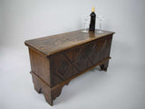 17th Century Style Oak Plank Coffer With Carved Lozenge Design - Harrington Antiques