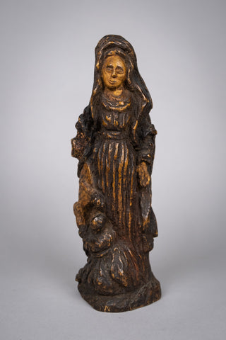 18th Century Italian Carved Wood Madonna Religious Icon / Figure - Harrington Antiques
