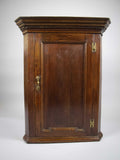 18th Century Oak Hanging Corner Cabinet With Fitted Interior & Key. - Harrington Antiques