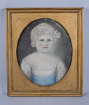 18th Century Pastel Of A Young Girl In Blue. - Harrington Antiques