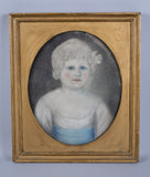 18th Century Pastel Of A Young Girl In Blue. - Harrington Antiques