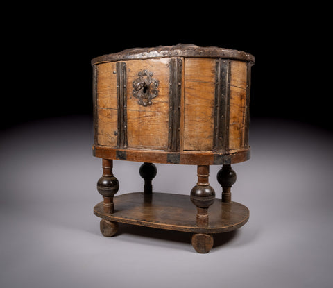 18th Century Swedish Bentwood Pine & Iron Strong Box - Harrington Antiques