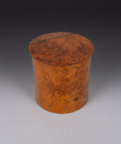 19th Century Burr Walnut Cylindrical Tea Caddy - Harrington Antiques