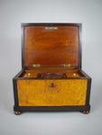 19th Century Large Maple Tea Caddy With Fitted Interior & Lock/Key. - Harrington Antiques