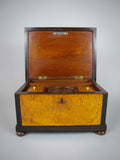 19th Century Large Maple Tea Caddy With Fitted Interior & Lock/Key. - Harrington Antiques