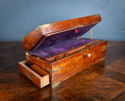 19th Century Mahogany Campaign Writing Slope - Harrington Antiques