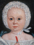 19th Century Naive Portrait Of A Young Child. Oil On Canvas. - Harrington Antiques
